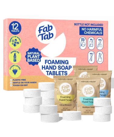 Guilt-free Cleaning - Hand Soap Refill Tablets - 12 Tablets Makes 12 x11.9 fl oz Bottles - Plant-based - Variety Scents- FabTab Hand Soap (Bottles Not Included)