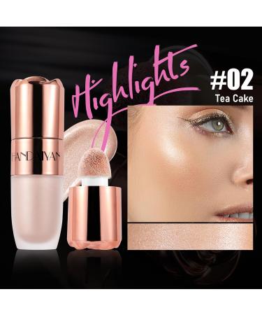  Beliky Girl Liquid highlighter and bronzer with a cushion applicator natural luminous lightweight blendable silky finish face illuminator #Tea Cake - Buy Online on GoSupps.com