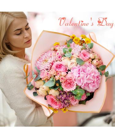 40 Pcs Pink Flower Wrapping Paper with Gold Edge - Waterproof Floral Bouquet Supplies 22.8 x 22.8 In - Gift Packaging for Florists - Pack of 40 - Buy Online on GoSupps.com
