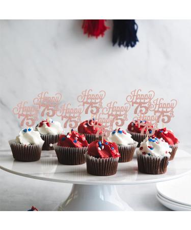Pack of 24 75 Cupcake Toppers Glitter "Happy 75th Birthday" Cake Toppers Number 75 Eightteen Sweet 75 Birthday Wedding Anniversary Party Cake Decorations Accessories Rose Gold - Buy Online on GoSupps.com