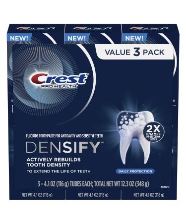 Crest Pro-Health Densify Toothpaste Daily Protection with Fluoride for Anticavity and Sensitive Teeth, 4.1oz (Pack of 3) 4.1 Ounce (Pack of 3)