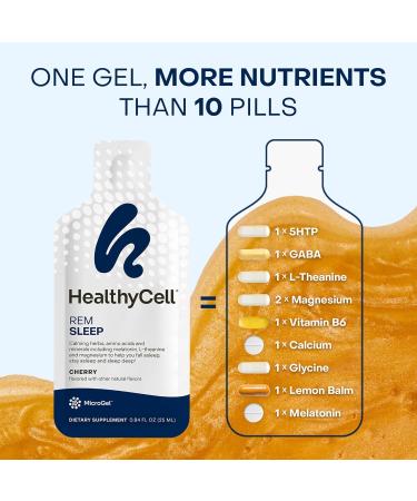 Healthycell REM Sleep Aid Supplement for Adults - Liquid Gel Extra Strength Sleep Supplement with Melatonin Magnesium L-Theanine GABA & Natural Calming Herbs - 30 Gel Packs Cherry Flavored 0.84 Fl Oz (Pack of 30) - Buy Online on GoSupps.com