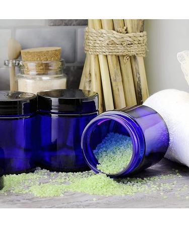 4oz Cobalt Blue Glass Cosmetic Jars (12-Pack) | 120ml Capacity | BPA-Free Lids - Buy Online on GoSupps.com