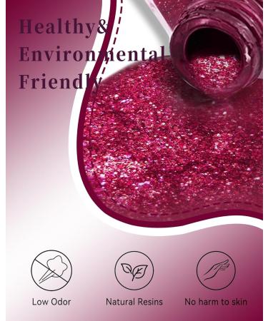 Quick Dry Hot Pink Gel Polish - 12ml Barbie Pink Glitter Chrome Nail Polish | Bright Magenta Shimmer Soak Off Nail Art for Women & DIY Manicure - Buy Online on GoSupps.com