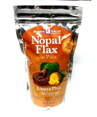 Nuestra Salud Nopal Flax Seed Pineapple - Meal Plus - Milled Flax Seed for the Maintenance of Good Health - 1lb/ 454g - 100% Natural Blend of Ground Linaza Seed and Superfoods (Pineapple / Pia)