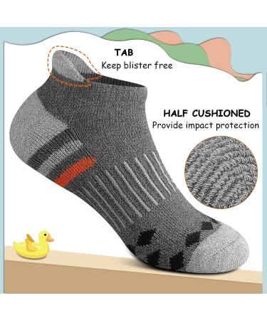 Comfoex Boys Ankle Athletic Socks - 10 Pairs Grey | Cotton Half Cushioned Socks for Kids 7-10 Years - Buy Online on GoSupps.com