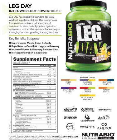 NutraBio Leg Day Intra Carb Supplement - Advanced EAA/BCAA Amino Acid Formula with Electrolytes for Recovery - Cherry Lime Flavor 20 Servings - Buy Online on GoSupps.com