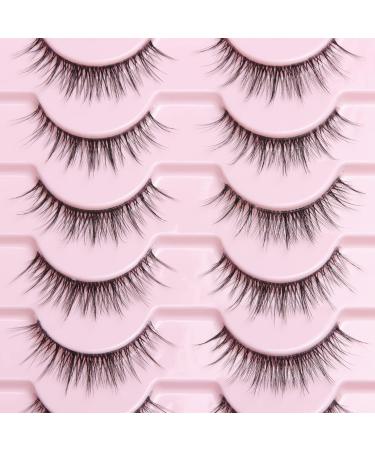 gootrades Short False Eyelashes 10 Pairs - Natural Look, Clear Band, 10mm Small Wispy Cat Eye Lashes for Everyday Wear, Hooded Eyes, Glasses Wearers - Buy Online on GoSupps.com