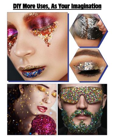 EBANKU Chunky Glitter 100g Holographic Blue - Multi Purpose Laser Flake for Resin Crafts, Nails, and Cosmetics - Hexagon Shape - Buy Online on GoSupps.com