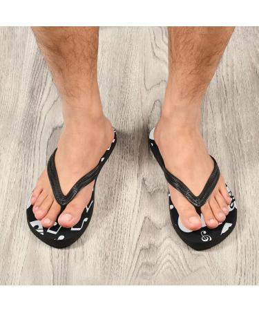 Mnsruu Musical Note Heart Flip Flops - Black & White - Stylish Comfort for Home Hotel Spa & Travel - Buy Online on GoSupps.com