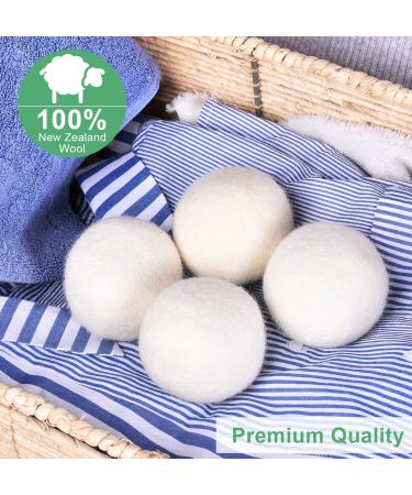 Wool Dryer Balls Organic XL 4 Pack - 100% New Zealand Wool, Chemical Free, Handmade Reusable Balls for Eco-Friendly Laundry - Reduce Wrinkles and Naturally Soften Fabric (White) - Buy Online on GoSupps.com
