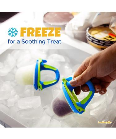 teetherpop Teething Toys for Babies Fillable Freezable Baby Teethers Fill with Breastmilk Purees Water Smoothies Juice  More (Blue Lime) BlueLime - Buy Online on GoSupps.com