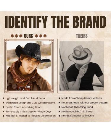 Simplicity Western Style Cowboy Straw Hat with Black Bull Band - Buy Online on GoSupps.com