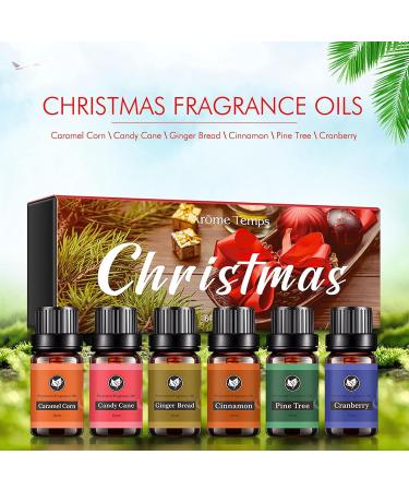 Christmas Premium Grade Fragrance Oils Set Oils Set for Home Diffuser Christmas Set of 6 Premium Fragrance Oils Caramel Corn Candy Cane Ginger Bread Cinnamon Pine Tree Cranberry-10ML Essential Oil*6pcs - Buy Online on GoSupps.com