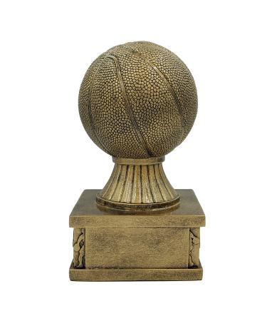 Basketball Action Pedestal Trophy, Gold | Hoops Award - 6 Inch Tall - Engraved Plate on Request