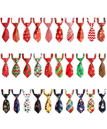 Dog Neck Ties, 30 PCS Segarty Dog Ties with Adjustable Collar, Double Layered Pet Bow Ties for Small Dogs Cats, Puppy Bowties Neckties Bulk Grooming Bows Holiday Wedding Photography Christmas Theme Patterned