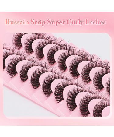10 Pairs D Curl Mink False Eyelashes | Wispy Fluffy Volume Russian Lashes | 3D Effect | Cat Eye Extension Look | A-16mm - Buy Online on GoSupps.com
