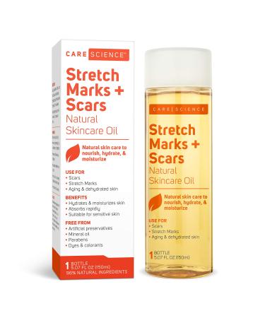 Care Science Stretch Marks + Scars Skin Care Body Oil  5.07 Ounce | For Scars  Stretch Marks  Hair  Aging  & Dehydrated Skin | Natural Ingredients  Vitamin E Oil  Olive Oil  Coconut Oil  & More 5.07 Fl Oz (Pack of 1)