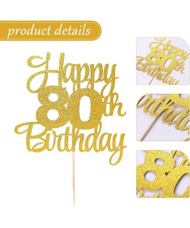 Happy 80th Birthday Cake Topper 80th Birthday Decorations 80th Birthday Cake Topper Gold Happy Birthday Cake Toppers 80 Year Old Birthday Decorations Party Cake Decorations - Buy Online on GoSupps.com