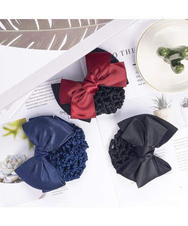 TXIN Hair Snood Net Bun Cover Set - Black, Navy Blue, Red Bowknot Hairnets for Women - 3 Pieces - Buy Online on GoSupps.com