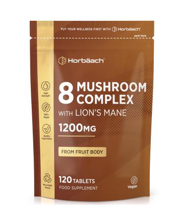 Mushroom Complex with Reishi Shiitake Maitake Chaga Lions Mane Cordyceps and more 120 Vegan Capsules Mushroom Complex Pills from Horbaach