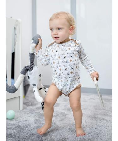 Sibinulo Baby Romper Sleepsuits | 100% Eco Cotton Mix | Animals Flowers Multicolour | 0-24 Months | Pink Meadow | Beige Bears | Infant Toddler Sizes - Buy Online on GoSupps.com