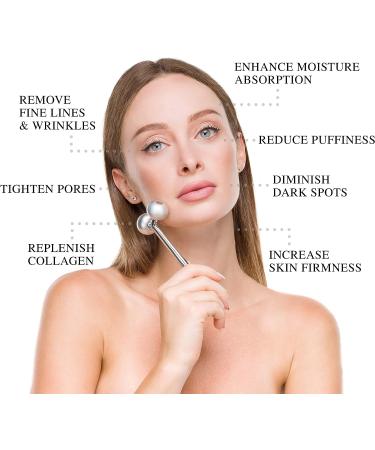 Facial Roller Massager - Cooling Metal for Contouring, Puffiness Reduction, Face Lift, Anti-Aging, and Skin Tightening - Botox Alternative for Wrinkle Reduction - With Gua Sha - Buy Online on GoSupps.com