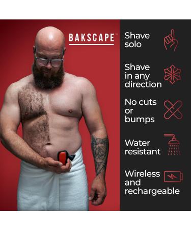 Bakscape Men's Back Shaver Classic Kit 2.0 | Electric Body & Back Shaver with Titanium-Coated Heads Handle Shave Soap & After Balm - International Shipping Available - Buy Online on GoSupps.com