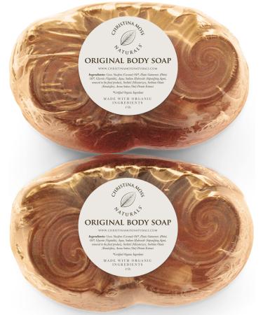 Body Soap Glycerin Bath Bar Made With Organic Oils & Gentle  Skin Soothing & Moisturizing Ingredients  Non Drying  Non Irritating. For Women & Men - No Harmful Chemicals - 2 Bar Set. Christina Moss Naturals Amber