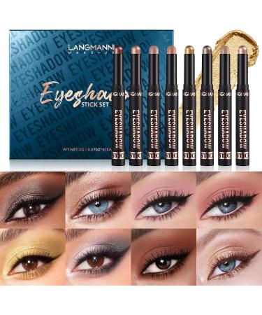 8PCS Eyeshadow Stick Set - Creamy Matte Shimmer Eye Shadow Pencil Crayon - Waterproof & Pigmented - Classy Shimmer Eye Shadow Sticks (B) - Buy Online on GoSupps.com