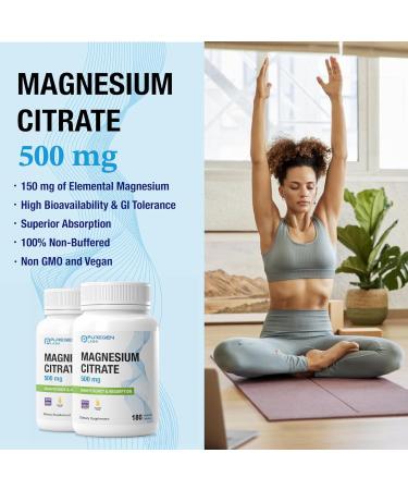 Magnesium Citrate 500 mg | High Potency Elemental Magnesium | Total 180 Veggie Caps Superior Absorption Non-GMO NO Gluten and Dairy - Buy Online on GoSupps.com