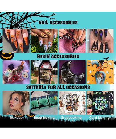 Halloween Nail Art Glitter Stickers Decoration Kit - 3 Boxes Holographic Sequins & Acrylic Decals for DIY Halloween Nails - Buy Online on GoSupps.com