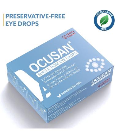 Ocusan EDO Eye Drops - Preservative-Free Hyaluronic Acid for Dry Red Itchy Eyes | 0.5 ml (60s Pack) - Ideal for Contact Lens Users | International Shipping Available - Buy Online on GoSupps.com