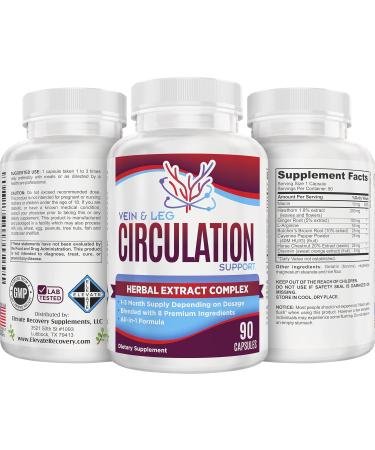 8-in-1 Vein & Leg Circulation Support Supplements (All-in-1) | Daily Leg + Vein Formula | Blood Circulatory Support Supplement | 1-Month Supply | 90 Capsules - Buy Online on GoSupps.com