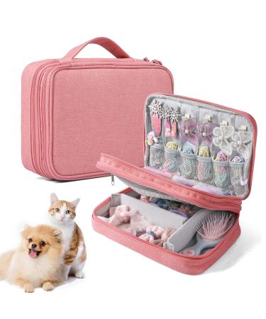 Hair Accessories Organizer Bag Hair Tie Organizer for Dogs Cats for Hair Pins  Ties  Bows  Clips  Barrette  Headband  Make it Clear Classify Holder for Birthday Festival (Not Include Hair Accessories) Pink