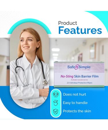 Safe n Simple Skin Barrier Wand - 25 Sterile No Sting Applicators for Ostomy Care - Alcohol Free Skin Barrier Swabs - International Shipping Available - Buy Online on GoSupps.com