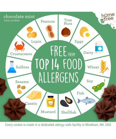 Homefree Mini Chocolate Mint Cookies - Gluten Free, Nut Free, Vegan - Individually Wrapped 0.95 oz Packs (Pack of 10) | School Safe, Allergy Friendly Snack - Buy Online on GoSupps.com