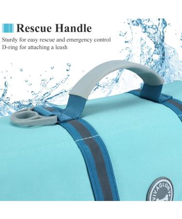 Vivaglory Ripstop Dog Rescue Vest - Improved Buoyancy & Visibility for Small/Medium Dogs Perfect for Boating - Cyan XXS (28-35cm Chest) - Buy Online on GoSupps.com
