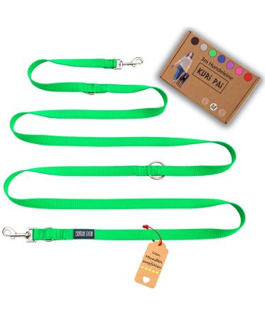 Kuri Pai 3m dog leash for medium -sized dogs comfortable and comfortable Kleine leash overhanging leash double linen sustainable from bamboo |M (2.0cm wide) - green M (280cm x 2.0cm) - (medium -sized dogs) green