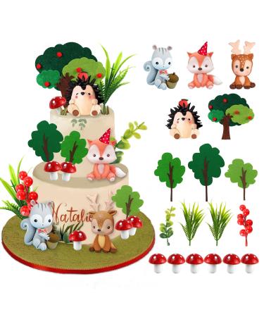 Woodland Animals Cake Topper with Fox Squirrel Hedgehog Sika Deer Mushroom for Boys Girls Birthday Party Supplies (Woodland Animals) - Buy Online on GoSupps.com
