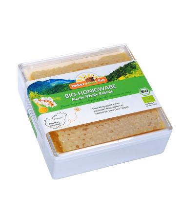 ImkerPur ORGANIC honeycomb in the food-safe freshness box (Acacia / White Robinia) 400 g