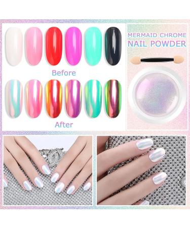 Gzmayuen Nail Powder Set - Pearl & Chameleon Glitter Holographic Chrome Mirror Finish | 2pcs - Buy Online on GoSupps.com