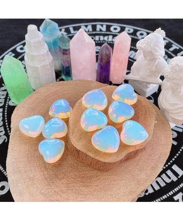 XIANNVXI 10 Pcs Opalite Heart Crystals Gemstones Set - Polished Love Pocket Stones for Reiki Beginners - White Synthetic Opal - Buy Online on GoSupps.com
