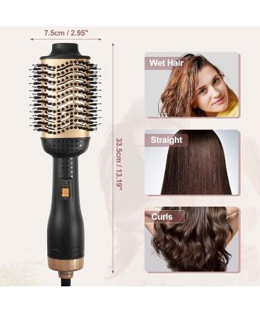 VOCOSTE Hair Dryer Brush | Anti-Frizz Hot Air Brush & Hair Straightener Styler | Volumizer for Wet/Dry Hair - Black - Buy Online on GoSupps.com