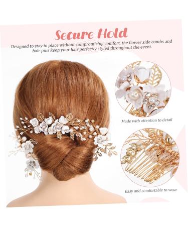 Beavorty 1 Set Comb Set Flower Bridal Combs Women Flower Hairpins Hair Side Combs Hair Flowers Combs for Holding Hair Back Bridal Headpiece Floral Hairpins Rhinestone Hair Pins White Pearl - Buy Online on GoSupps.com