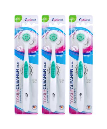 Wellsamed value pack with 3 Tongue Brush tongue cleaners for the effective fight against tongue coating and halitosis