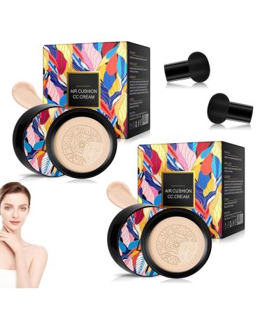 Mushroom Head Air Cushion Cc Cream Air Cushion Cc Cream Mushroom Head Air Cushion Cc Cream Foundation Long-Lasting Matte Waterproof Moisturizing Concealer Beauty for All Skin Types(2*Natural)