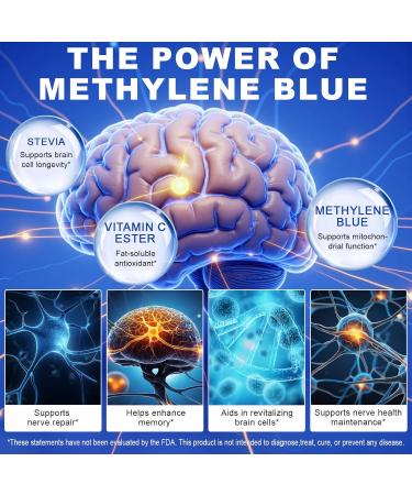 Methylene Blue Drops Methylene Blue Pharmaceutical Grade, 1% Solution Supplement for Humans Brain Health, Focus & Cognitive Support, No Formaldehyde, 60ml (2.02FL.OZ) - Buy Online on GoSupps.com