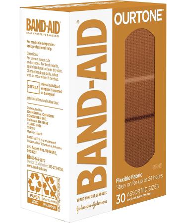 Band-Aid Brand Ourtone Flexible Fabric Adhesive Bandages - QuiltAid Pad for Minor Cuts & Scrapes - Assorted Sizes - 30 Count - Buy Online on GoSupps.com