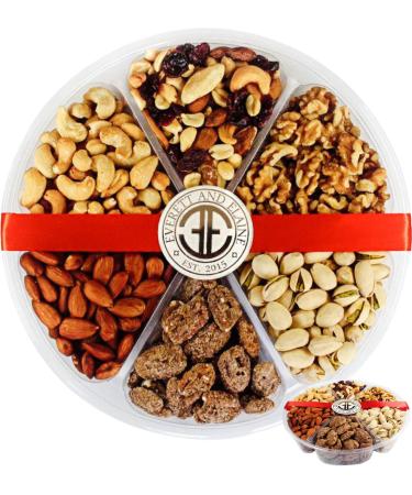 Everett and Elaine - Gourmet Holiday Nuts Gift Basket - 6 Assorted Varieties of Roasted and Candied Nut Tray - Food Gift Basket - 28.5oz